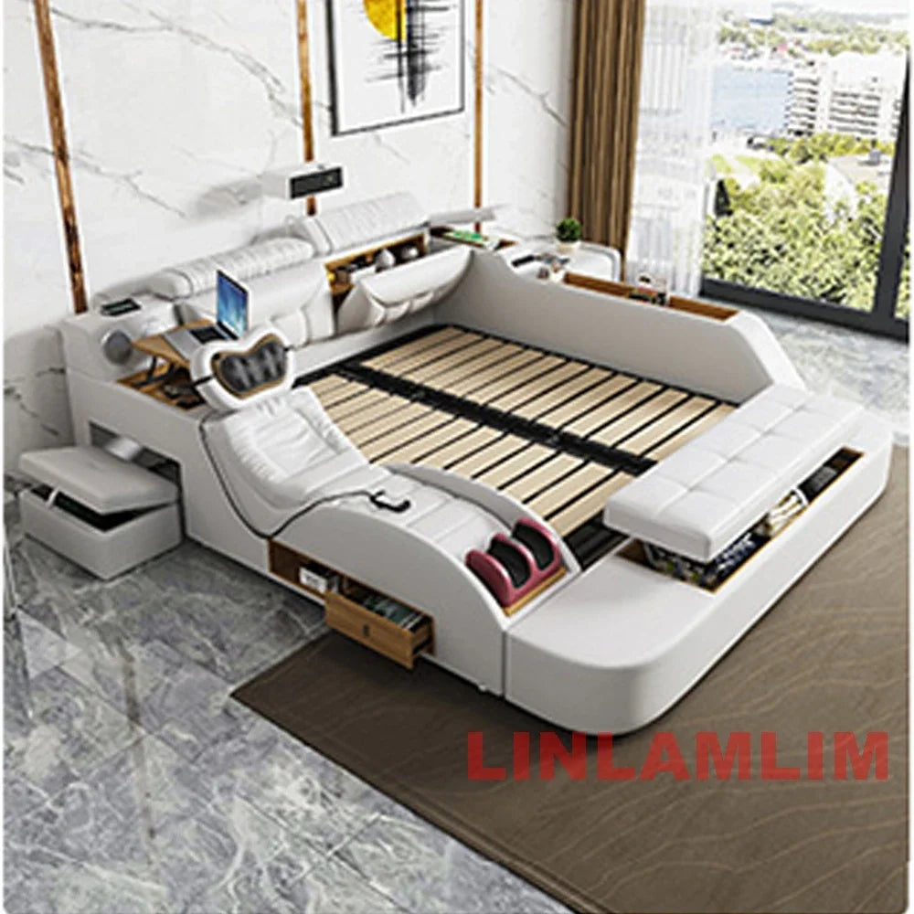 LILAMLIM Genuine Leather All-in-One  Smart Bed