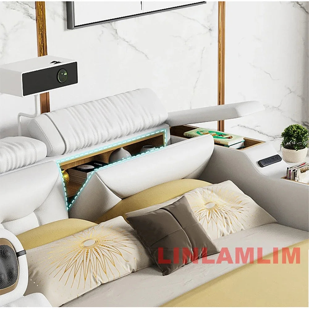 LILAMLIM Genuine Leather All-in-One  Smart Bed