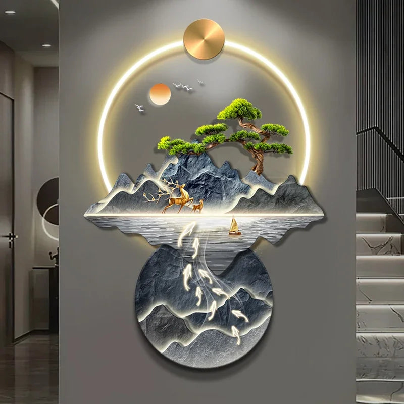 LED Mountainscape Wall Clock