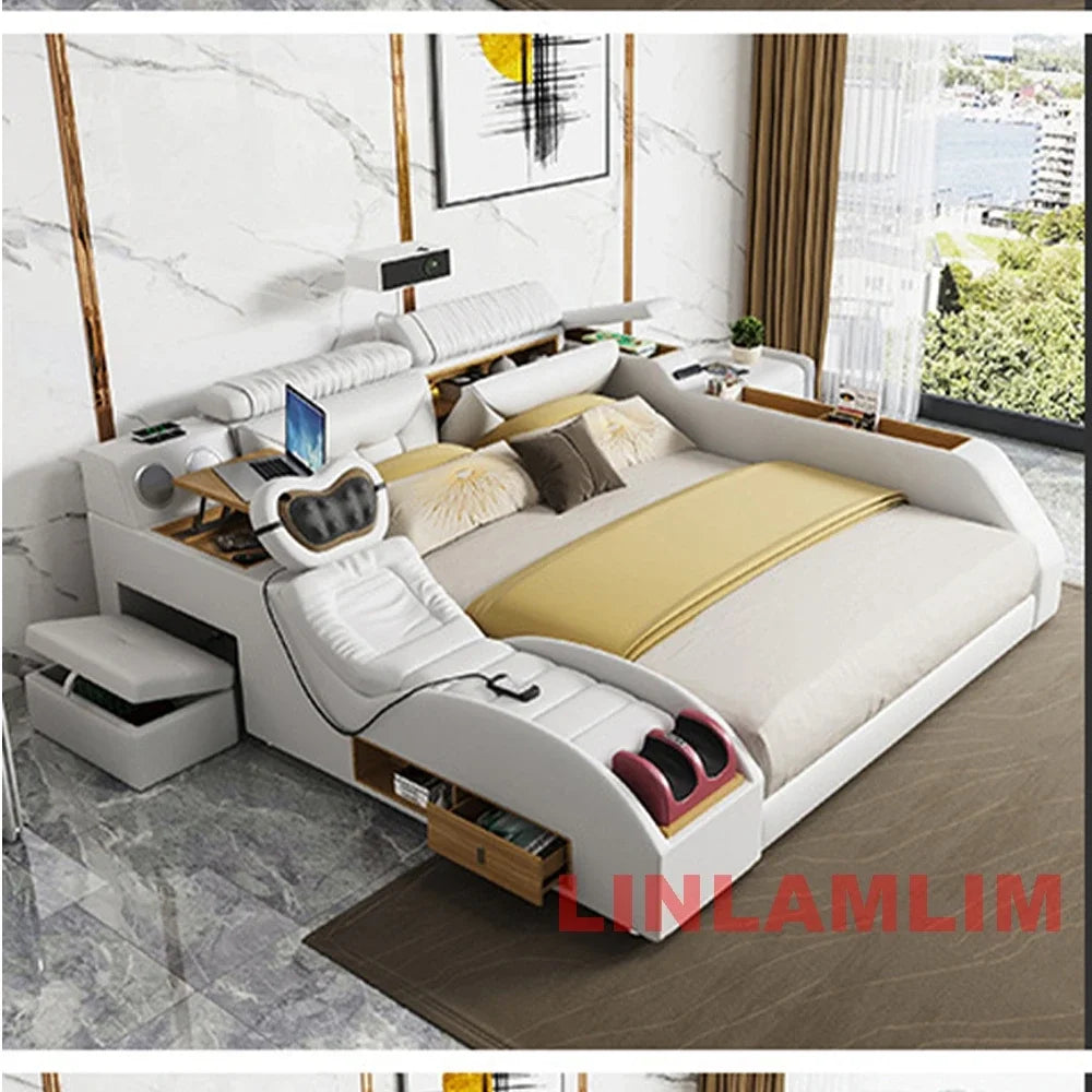 LILAMLIM Genuine Leather All-in-One  Smart Bed