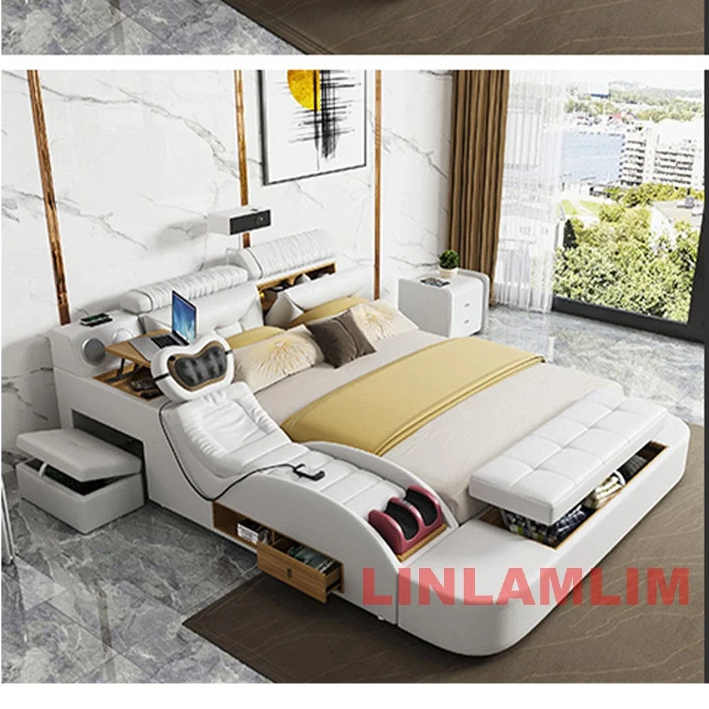 LILAMLIM Genuine Leather All-in-One  Smart Bed