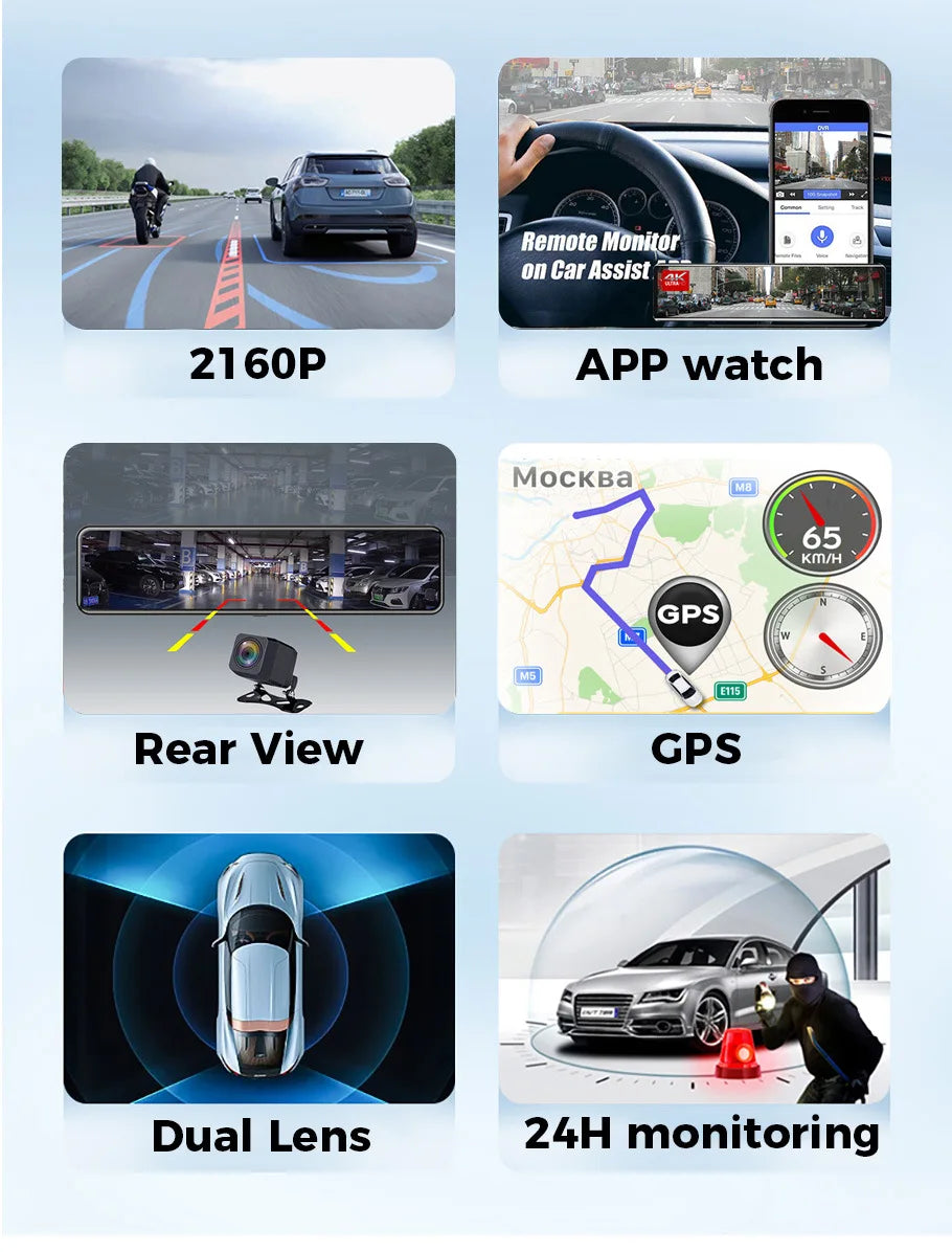 12 Inch Dash Cam Smart Rearview Mirror