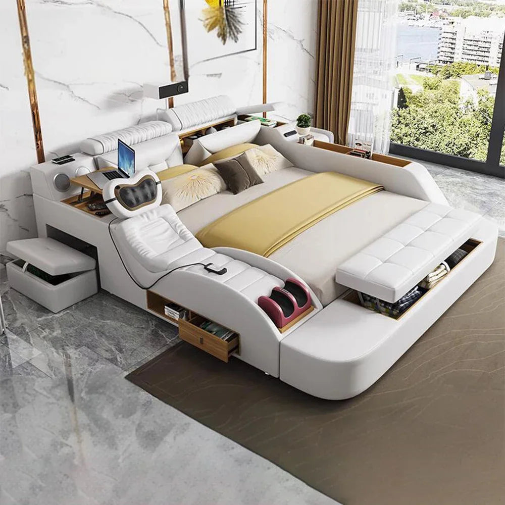 LILAMLIM Genuine Leather All-in-One  Smart Bed
