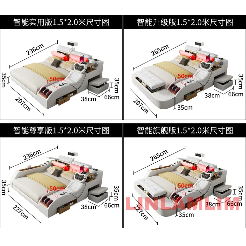 LILAMLIM Genuine Leather All-in-One  Smart Bed