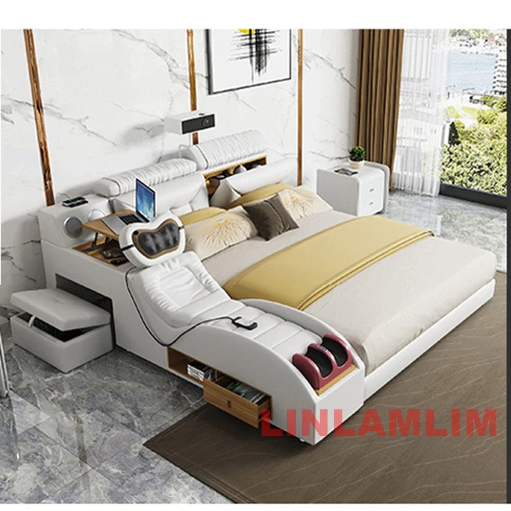 LILAMLIM Genuine Leather All-in-One  Smart Bed
